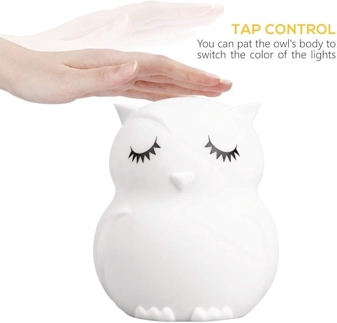 Lumipets Remote Control Silicone Night Light for Kids - Owl Design with 9 Soft Colors & Sleep Timer - Rechargeable, Battery-Operated Lamp for Bedroom | Baby Nursery, Toddler, Girls, Boys - Bloomnest