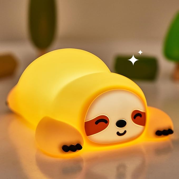DREAMING MY DREAM Night Light for Kids,Squishy Sloth Night Light,LED Novelty Animal Nightlight,3 Levels Dimmable,30Min Timer Nursery Lamp for Kids, Bedroom Baby Boys Girls Gifts - Bloomnest