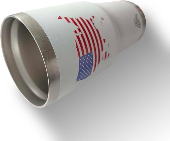 Tumbler 30oz Stainless Steel, Vacuum Insulated w/MagSlider Lid, USA Flag on White, Double Wall, Keeps Drinks Cold & Hot, Patriotic Gift - Bloomnest