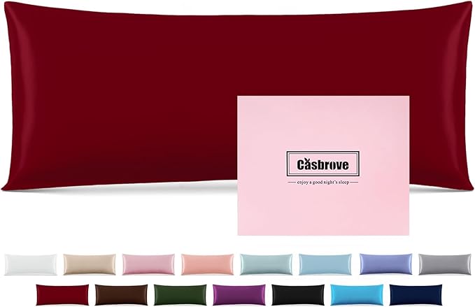 Silk Body Pillow Cover Pillow Pillowcase for Body Pillow Soft Pillow Covers Pillow Case Mulberry Silk Pillowcase for Sleep(Red,20"X 54",1pc) - Bloomnest