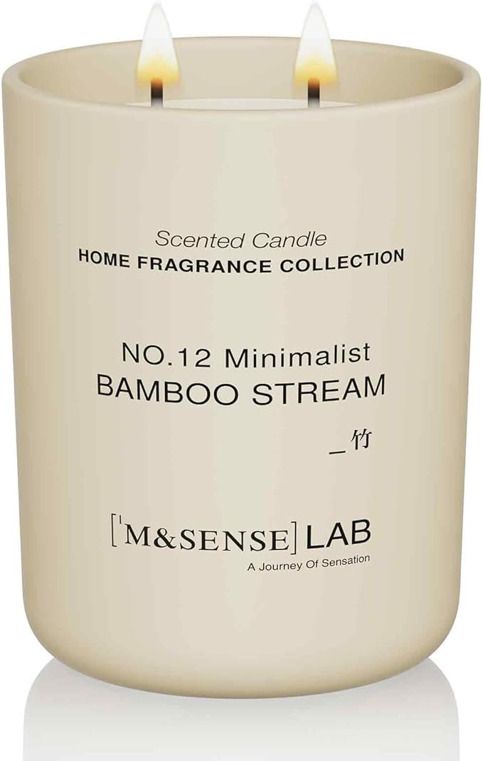 M&SENSE Natural Soy Candle| Bamboo Stream | 16.6 oz, 95H Burn | Minimalist Scented Candle for Relaxation, Gifting, Home Décor | for Bedroom, Office, Party Large - Bloomnest