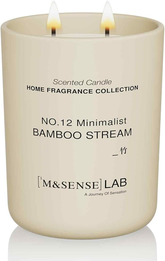 M&SENSE Natural Soy Candle| Bamboo Stream | 16.6 oz, 95H Burn | Minimalist Scented Candle for Relaxation, Gifting, Home Décor | for Bedroom, Office, Party Large - Bloomnest