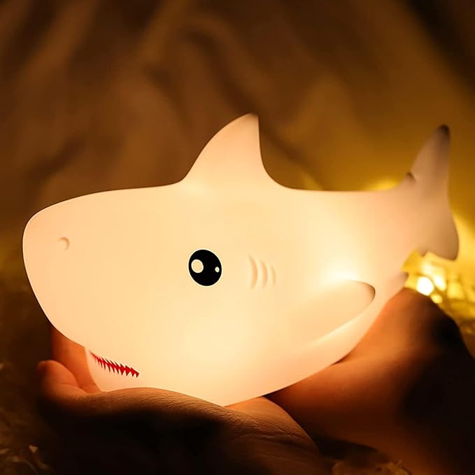 Tremdwoto Night Light for Kids, 7 Colors Shark Night Light Rechargeable Squishy Silicone LED Nightlight Lamp as Birthday Christmas Gifts for Baby Boys Children Toddlers Tween Girls Nursery - Bloomnest