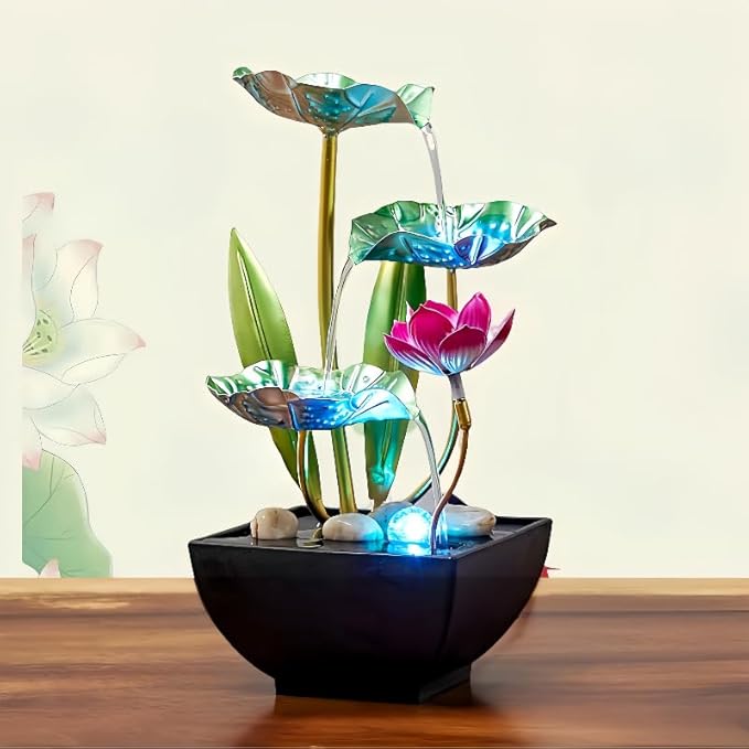 Generic Waterfall Pendulum with Lights Small Fountain Indoor Decompression Office Living Room Home Decor Art Country Style