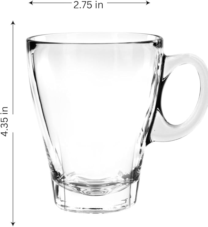 LEMONSODA Clear Large Glass Coffee Mug with Handles for Hot Beverages, Clear Mugs for Espresso, Tea, Cappucino, Latte, Juice (8.75 oz, 10.5 oz, 12 oz) (12 oz, Set of 6) - Bloomnest