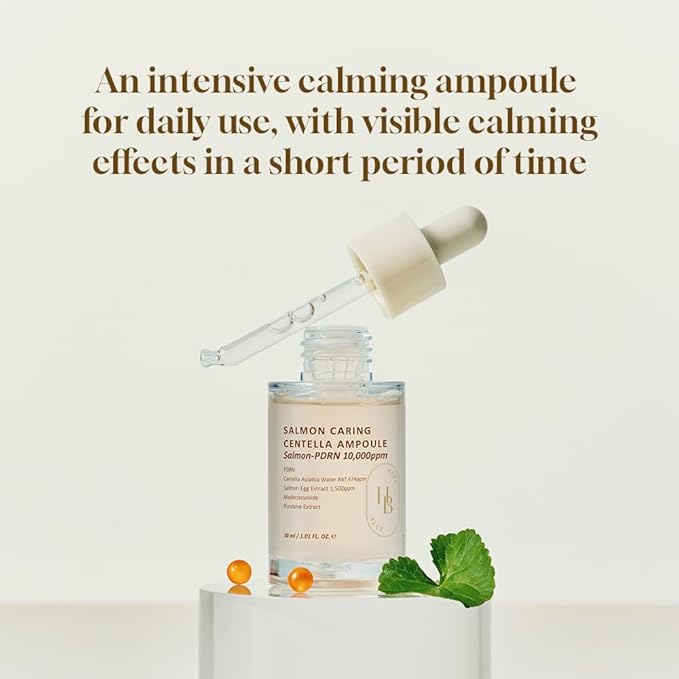 HEVEBLUE Salmon Caring Centella Ampoule - Salmon PDRN, Salmon Egg Extract, Centella, Madecassoside, Calming, Soothing, Restore and Rejuvenate, Sensitive Skin, Korean Skincare - Bloomnest