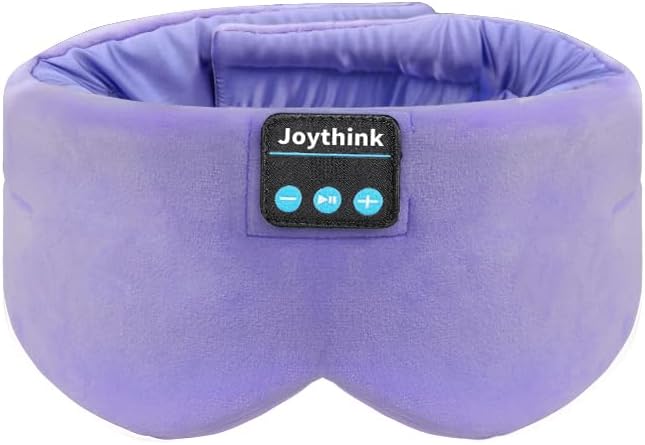 Joythink Sleep Headphones Bluetooth Sleep Mask Silk Headband Earphones Bluetooth Eye Mask for Sleeping On Side Blackout Soft Sleep Earphones Music Kids Children Eye Cover Purple - Bloomnest