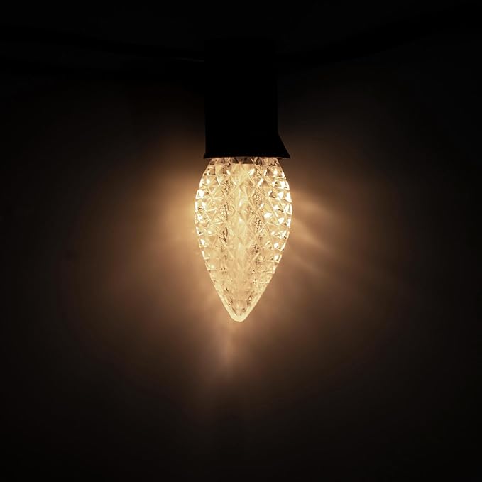 Meconard C7 Led Replacement Christmas Light Bulbs, C7 Shatterproof Led Bulbs for Christmas Indoor Outdoor String Lights, E12 Candelabra Base, Commercial Grade Holiday Bulbs, Warm White, 25 Pack - Bloomnest
