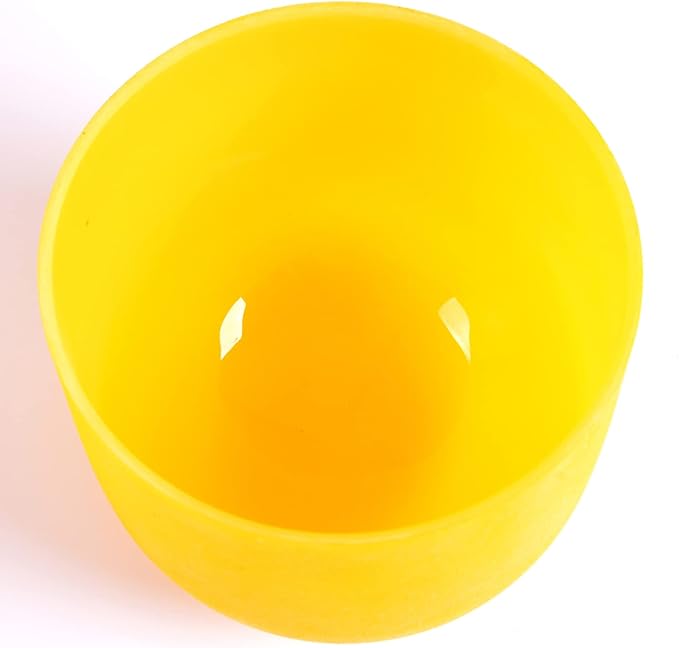 TERRITORY E Note Solar Plexus Chakra Yellow Colored Quartz Frosted Crystal Singing Bowl 8 inch - Bloomnest
