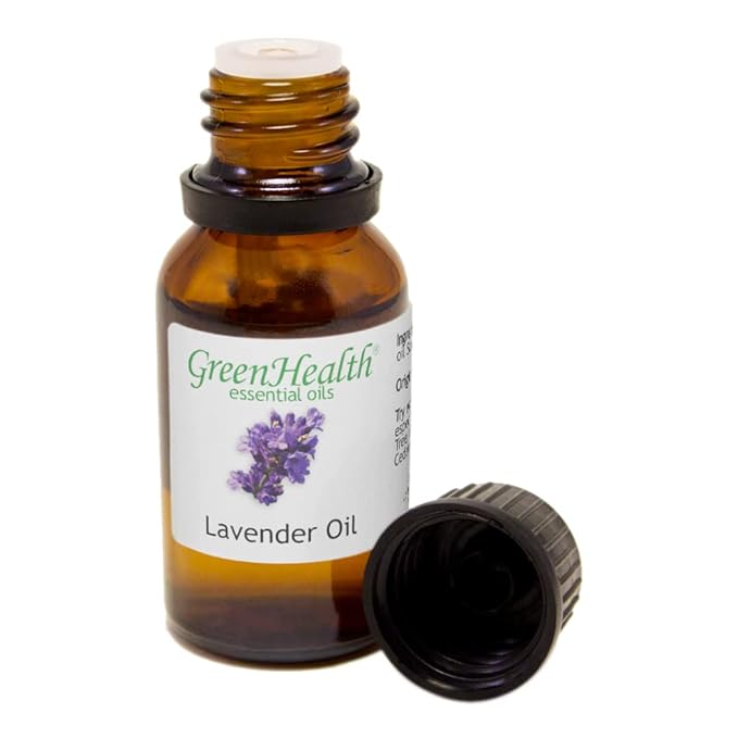 GreenHealth Lavender Essential Oil – 1/2 fl oz (15 ml) Amber Glass Bottle w/Euro Dropper – 100% Pure & Uncut – Lavender Oil for Diffusers, Aromatherapy, Candles, Soaps & DIY