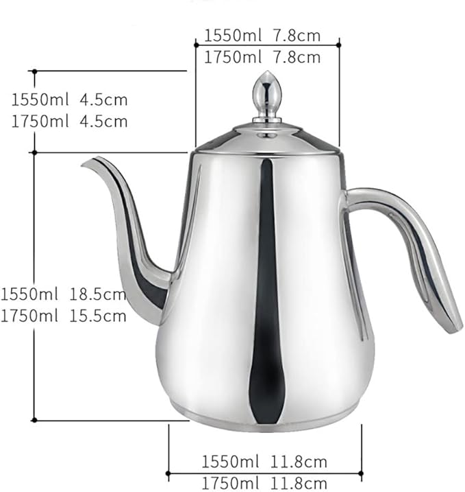 SANQIAHOME Stainless Steel Teapot with Infuser Silver 58Oz - Bloomnest