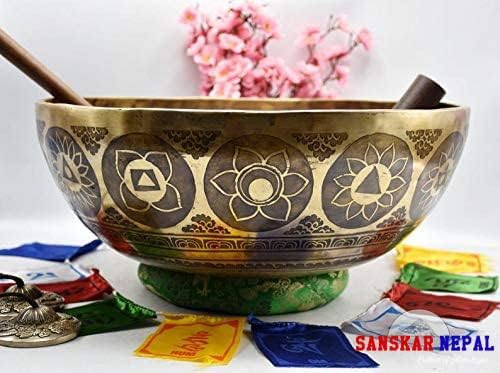 Large Singing Bowl - 16 Inches in Diameter - Buddha's Foot Singing Bowl to Stand In Etched by Artisans from Nepal - For Healing, Sound Bath, Yoga, Relaxation, and Meditation - Bloomnest