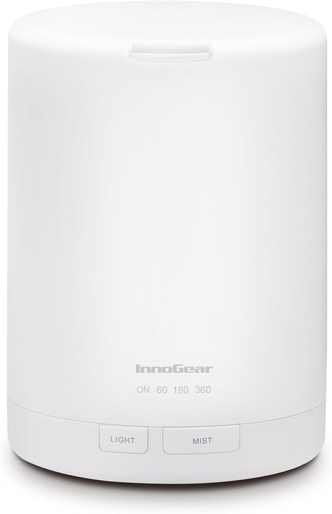 InnoGear 300ML Essential Oil Diffuser, Premium 5-in-1 Ultrasonic Aromatherapy Diffusers Scent Humidifier Aroma Diffuser Vaporizer Auto-Off Timer for Room Office Home, Basic White, Medium - Bloomnest