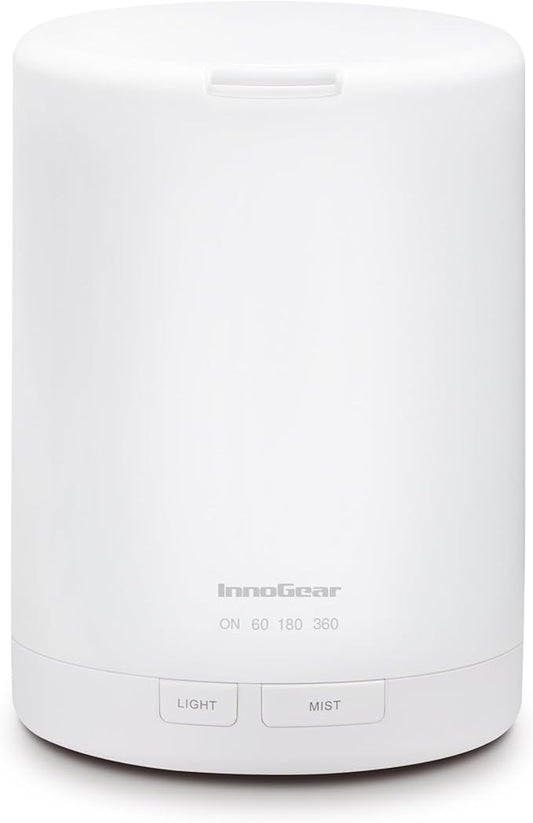 InnoGear 300ML Essential Oil Diffuser, Premium 5-in-1 Ultrasonic Aromatherapy Diffusers Scent Humidifier Aroma Diffuser Vaporizer Auto-Off Timer for Room Office Home, Basic White, Medium - Bloomnest