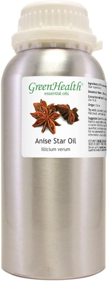 GreenHealth Anise Star Essential Oil 2 Pack – 16 fl oz Each (32 oz Total) | 100% Pure & Uncut | Aluminum Bottles for Long-Term Storage | Bulk Essential Oil for Aromatherapy, Candle Making, Diffusers - Bloomnest