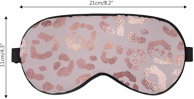 Leopard Skin Silk Sleep Mask Rose Gold Elegant Foil Effect Cheetah Men Women Adjustable Strap Eye Cover Eye Shade For Travel, Nap, Meditation - Bloomnest
