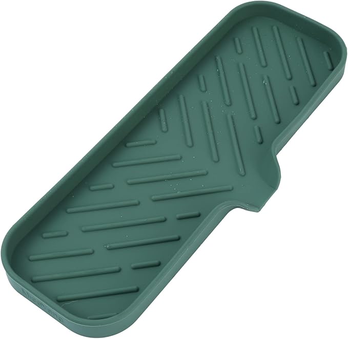Silicone Bathroom Soap Dishes with Drain Spout-Bathroom and Kitchen Sink Organizer,Sponge Holder,Dish Soap Tray,Perfect for Dispenser,Scrubber,Bottle,Cup on Sink or Counter-Green 12"×4" - Bloomnest