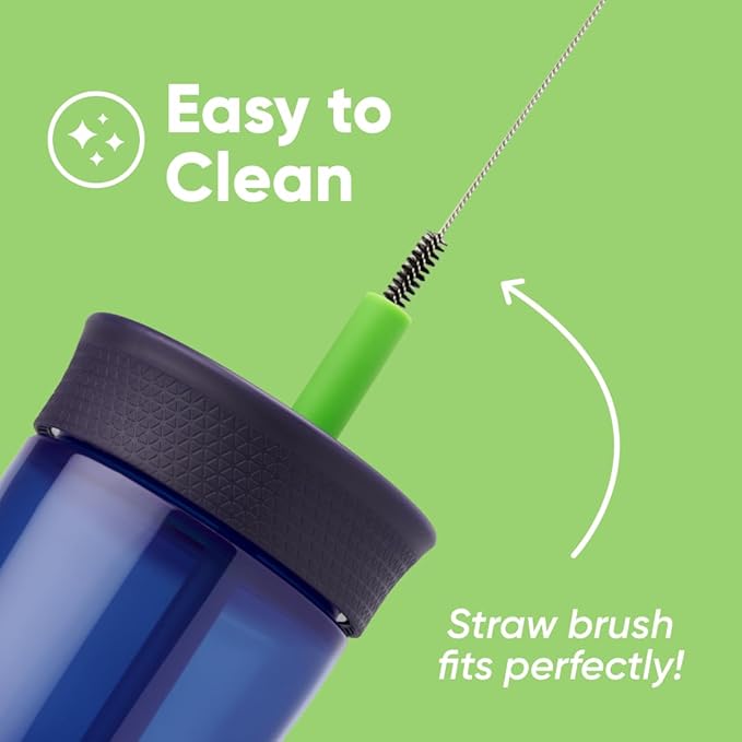 Owala Kids BPA-Free Plastic Tumbler with Spill Resistant Flexible Straw, Easy to Clean, Kids Water Bottle, Great for Travel, Dishwasher Safe, 15 Oz, Navy and Blue (Home Base) - Bloomnest