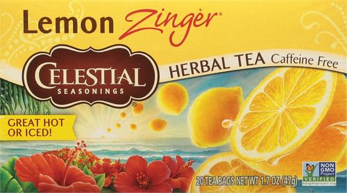 Celestial Seasonings Lemon Zinger Herbal Tea, Caffeine Free, 20 Tea Bags Box (Pack of 2) - Bloomnest