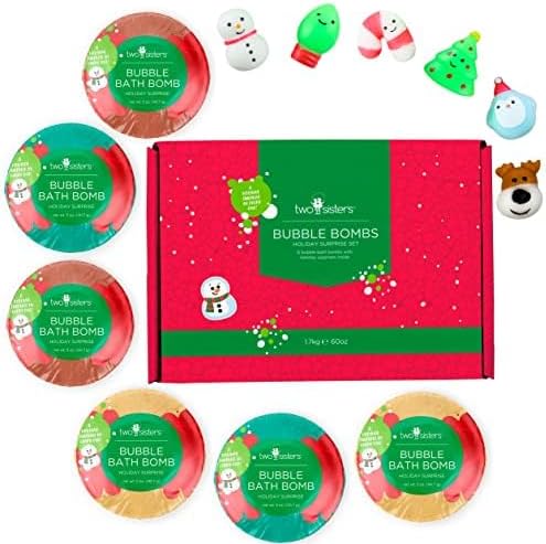Christmas Bath Bombs for Kids with Surprise Toys Inside (6 Pack) - Holiday Gifts and Stocking Stuffers for Boys and Girls - Bubble Treats with Cheerful Scents, USA Made by Two Sisters - Bloomnest