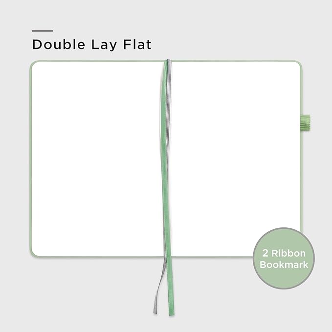 &And Per Se Blank Journal Notebook, 160 Pages, A5 5.7 x 8 inches 100 gsm Thick Paper Notebook Journals for Writing, Hardcover Notebook(1 Pack, Light Green) - Bloomnest
