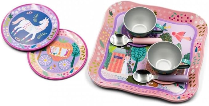 Floss & Rock Fairy Tale Musical Kids Tin Tea Set, 11 Piece, 6.8 Inch - Bloomnest