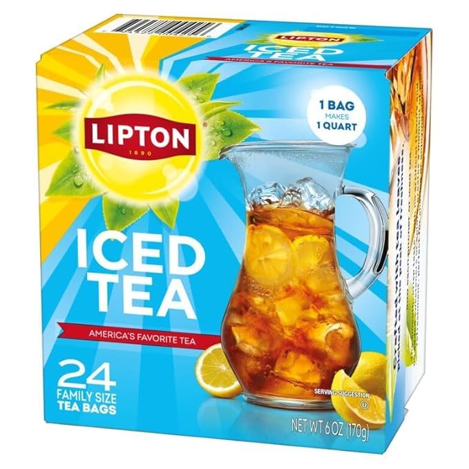 Lipton Unsweetened Iced Tea Bags, Family Size Zero Calories, 144 Total Tea Bags (24ct - Pack of 6) - Bloomnest