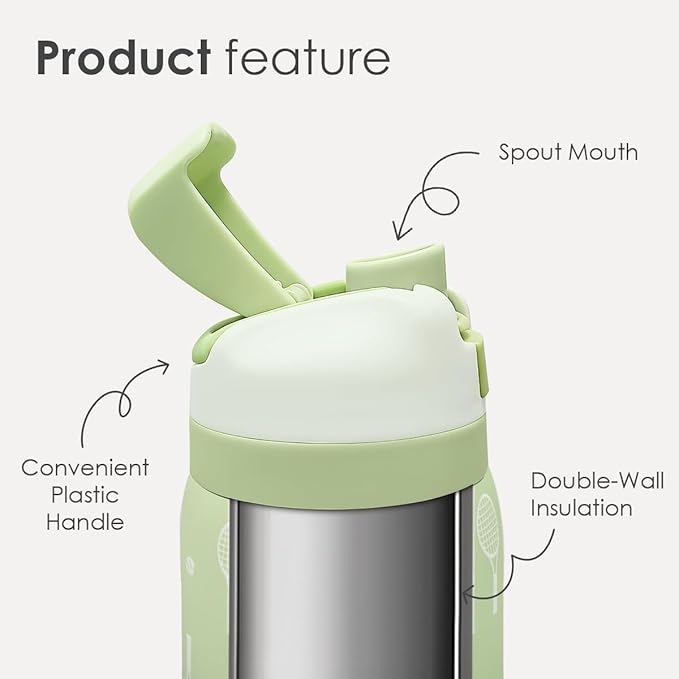 Tennis Insulated Stainless Steel Water Bottle with Straw for Sports and Travel, 32oz, Gifts for Tennis Lover Women Girls Friends Teens Birthday Christmas - Bloomnest