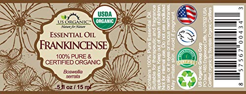 US Organic 100% Pure Frankincense Essential Oil, USDA Certified Organic, Steam Distilled, Boswellia serrata, Origin India, Use Topically or in Diffuser (15 ml, Value 2Pack) - Bloomnest