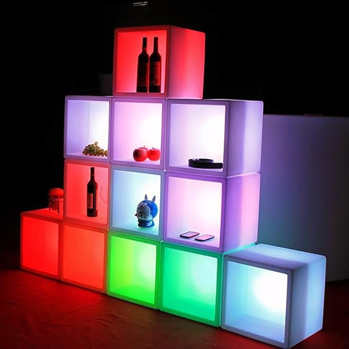 Mr.Go 16-inch SEMI-Storage LED Light Cube, Rechargeable RGB Color Changing Glowing Cube Cabinet Container End Table Ice Bucket Flower Pot Planter - Bloomnest
