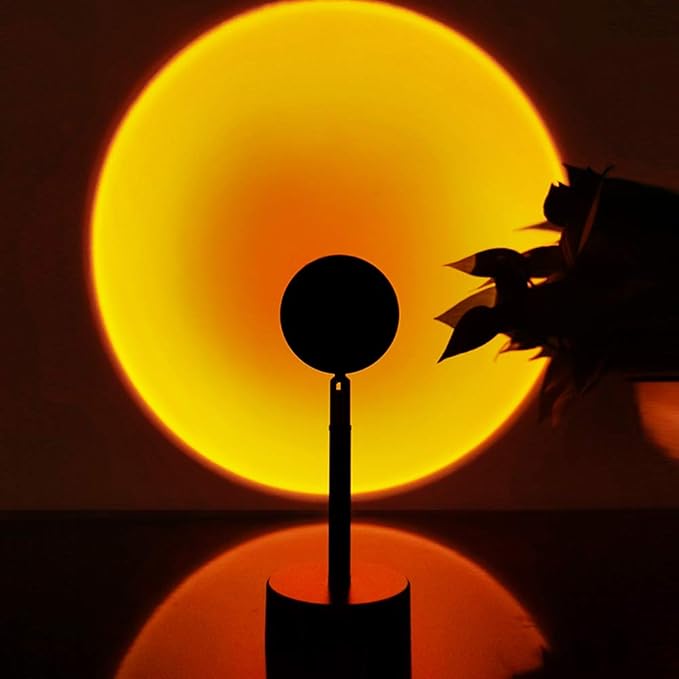 Balkwan Sunset Lamp Projection Rotation Rainbow Lamp Led Romantic Visual Led Light Network Red Light with USB Modern Floor Stand Night Light Living Room Bedroom Decor (Sunset Red) - Bloomnest