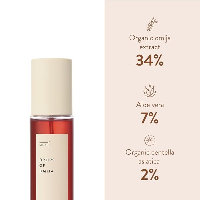 SIORIS Drops of OMIJA Calming Mist 1.01 Fl Oz features 34% organic Omija, calming and rejuvenating The skin - Bloomnest