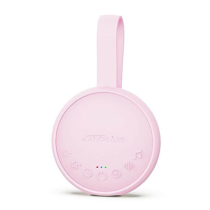 White Noise Machine for Sleeping Adults & Baby, Portable Sound Machine with 24 Soothing Sounds, Bluetooth 5.1, Battery Powered, 3 Timer Settings, Memory Function for Home, Office, Travel (Pink)