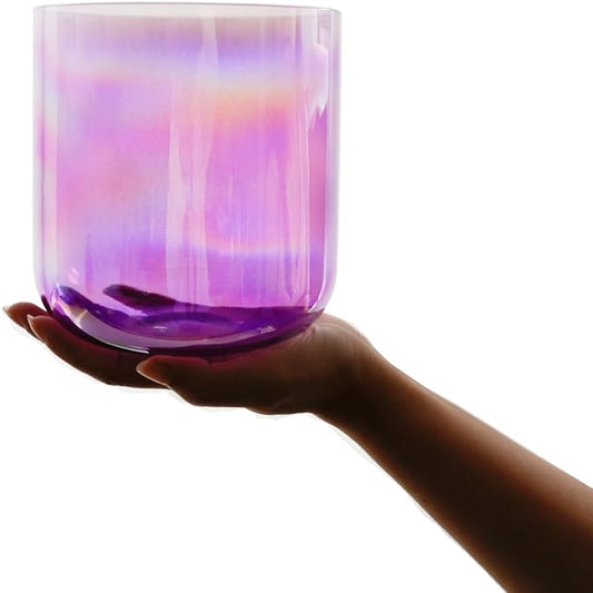 Hye-eun Purple Clear Crystal Singing Bowl B Note 5.25 Inch Cosmic Light Quartz Sound Crown Chakra Bowl Free Mallet & O-ring are Included - Bloomnest