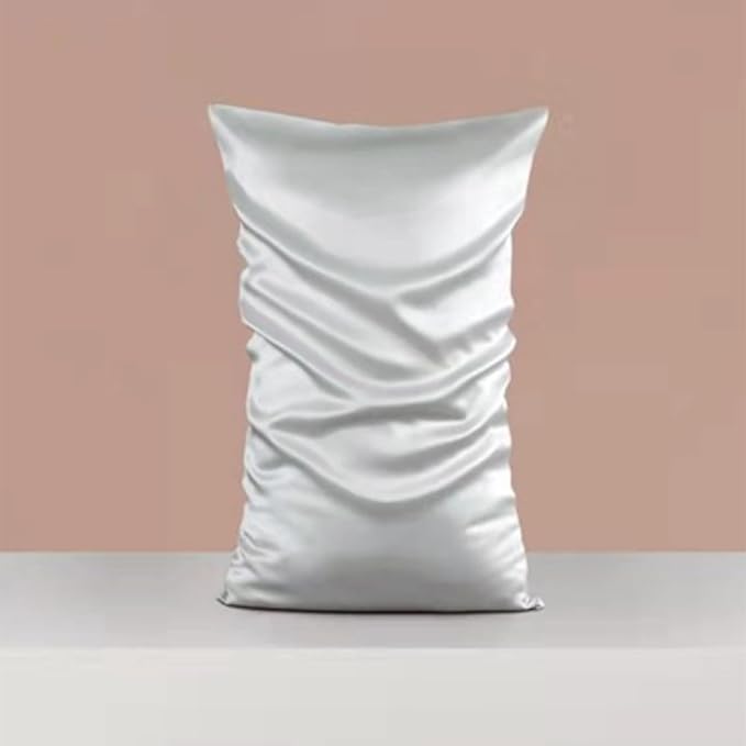 Gray Silk Pillowcase for Women Made in USA, Anti Wrinkle Silk Pillow Cases Queen with Zipper, 6A Grade 22 Momme, 100% Organic,1 Pc 20"x30" (Queen, Grey) - Bloomnest