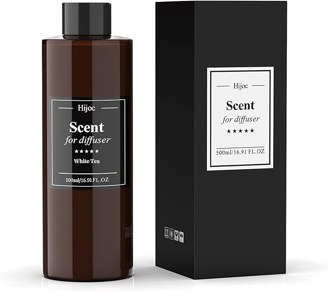 White Tea Scent Aroma Diffuser Refill,Natural Essential Oil Blend,Bulk Bottle for Home,Hotel,500ml (16.9fl oz) Hijoc