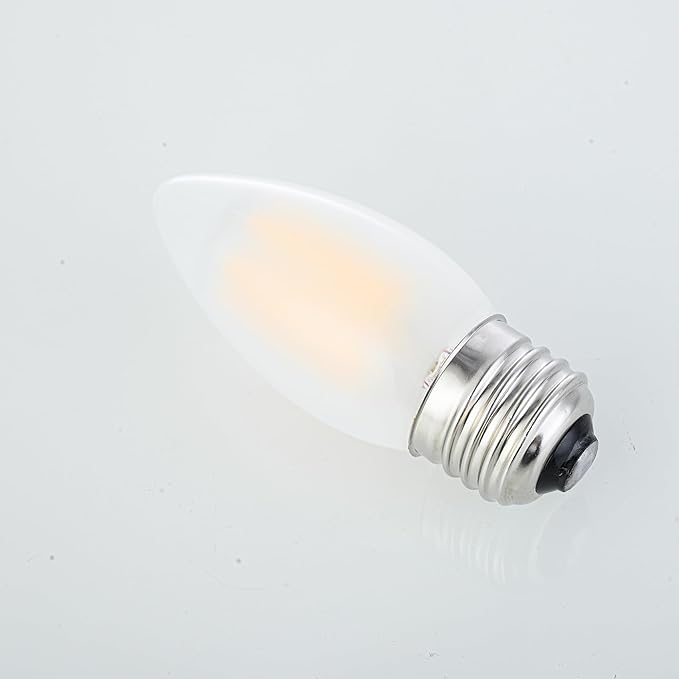 Dimmable 60 Watt Equivalent B11 LED Filament Bulb E26 Candelabra Medium Base 2700K Warm White, Chandelier Decorative Candle Light Bulbs, 6W E26 Frosted Glass LED Edison Bulbs, Pack of 6 - Bloomnest