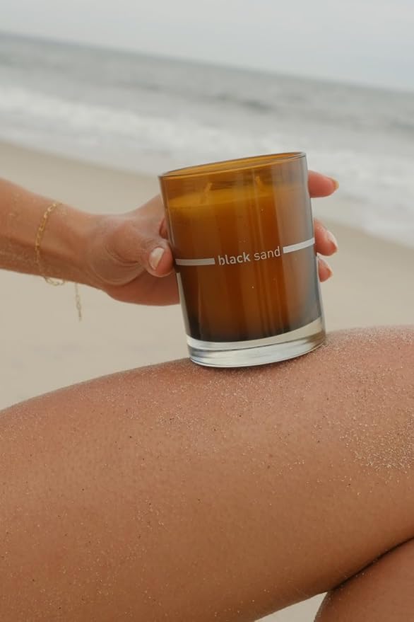 FINN & CO. Black Sand Scented Candle - Soy Wax Blend with Beach Inspired Fragrance - Long Lasting & Clean Burn - Elegant Glass Jar Candle for Home Decor, Aromatherapy & Gifting | 9.5 oz - Bloomnest