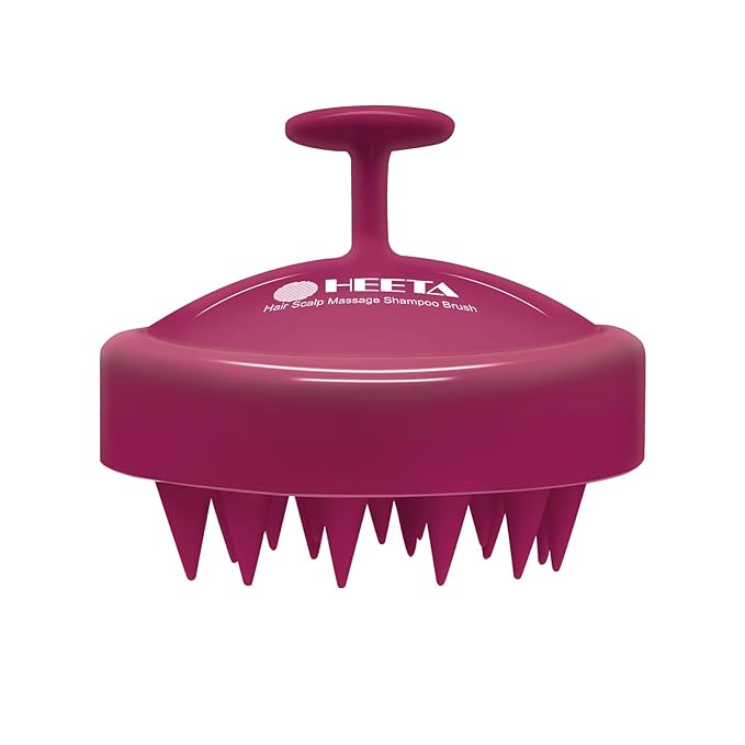 HEETA Scalp Massager Hair Growth, Soft Silicone Scalp Scrubber Shampoo Brush for Exfoliation, Dandruff Removal Head Massage Stress Relax, Wet & Dry Use for Thick Thin Curly Hair Care, Red HEETA
