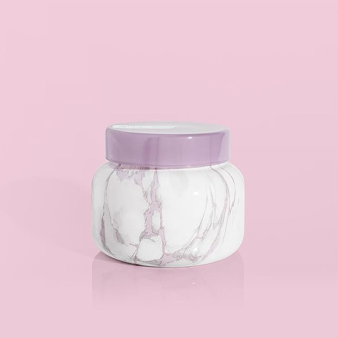 Capri Blue Modern Marble Jar Candles - Luxury Candles for Home Scented - Long Lasting Soy Wax Blend - (Aloha Orchid, 19 oz) - Bloomnest
