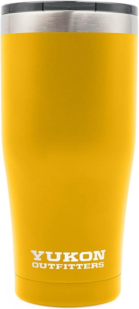 Yukon Outfitters Freedom High Grade 18/8 Corrosion-Resistant Stainless Steel Double Wall Vacuum Insulated Tumbler (20 oz/ 590ml) - 7.3" H x 3.4" Top dia. / 2.7" Bottom dia., Gold - Bloomnest