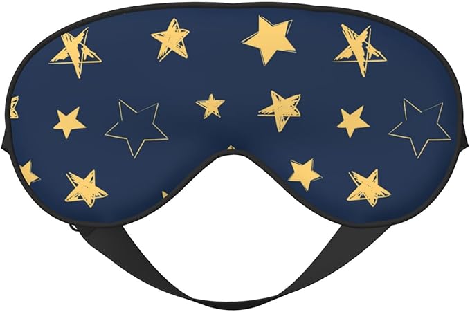 Sleep Eye Mask Doodle Yellow Stars Sleep Mask for Women Men Comfortable Eye Mask with Adjustable Strap Soft Eye Cover Blindfold for Travel Yoga Nap Shift Work - Bloomnest