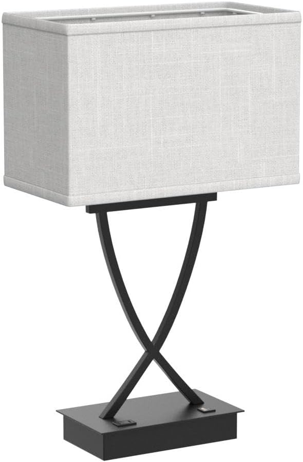 3-Way Dimmable Touch Control Medium Table Lamp with Type C/USB Charging Port and 1 AC Outlet White Shade 21.38" Bedside Nightstand Lamp for Bedroom Living Room Office and Hotel Bulb Included - Bloomnest
