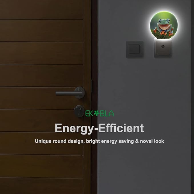 EKOBLA Frog Night Light - Cute Green Pond Animal LED Wall Plug-in Nightlights with Auto Sensor, Dusk to Dawn Lighting for Bedroom, Bathroom & Kitchen - Bloomnest