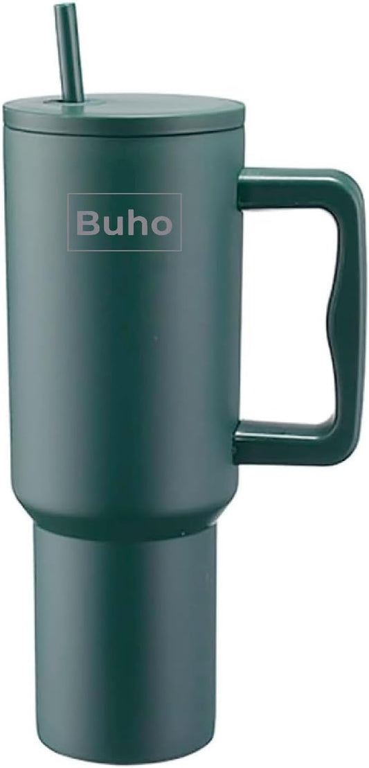 Outdoor Tumbler, 40 oz, Double-Wall Insulated, Ergonomic Handle with Lid Straw (Dark Green) - Bloomnest