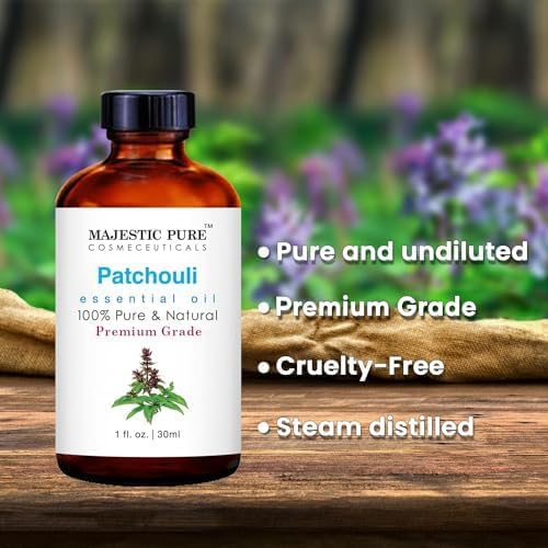 Majestic Pure Patchouli Essential Oil with Glass Dropper - 1 Fl Oz - 100% Pure and Natural Patchouli Oil - Premium Grade Essential Oils for Diffuser, Aromatherapy, Soap and Candle Making - Bloomnest
