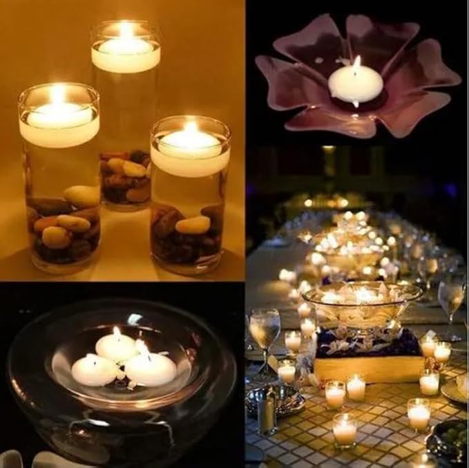 36 Packs 3-Inch unscented White Floating Candles - Ideal for Weddings, Pool Party, Holiday Centerpieces and Events - Odorless, Drip-Free, Long Lasting Burn Time - Bloomnest