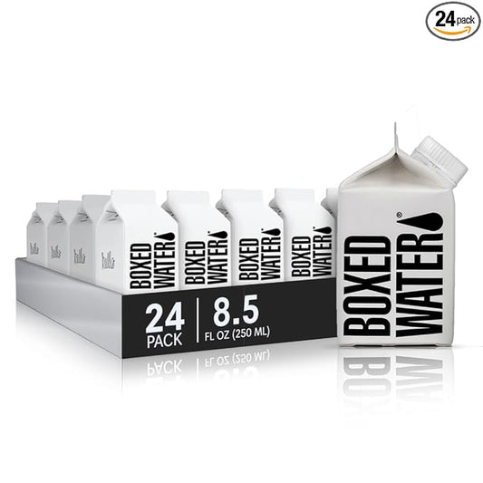 Mini Boxed Water (8.5 oz., 24 Pack) – Better Than Premium Plastic Purified Drinking Water in Plant-Based Cartons, BPA-Free, Refillable Cartons, Lunchbox Ready - Bloomnest