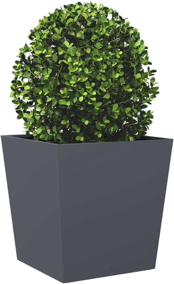 Garden Planter Anthracite, Spacious, Metal Steel Planter Box, Freestanding Planter for Flower Vegetable Fruit Herb, Modern, Square, Large, 19.7"x19.7"x19.7" - Bloomnest