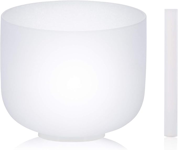 SOLSHINE Crystal Singing Bowl 8 Inches 512Hz C Note Root Chakra Frosted Quartz, With Free Crystal Forward And O-ring Sound Repairer - Bloomnest